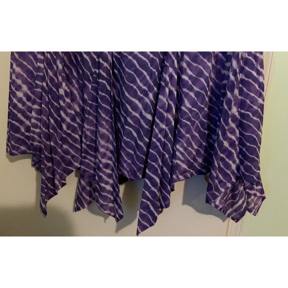Chico's Diagonal Zebra Helena Handkerchief Purple Tie Dye Boho Skirt Sz 2 Fairy - Picture 8 of 10